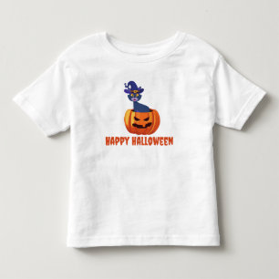 Camiseta De Bebé Feliz Halloween Jack-o-lantern y gato negro