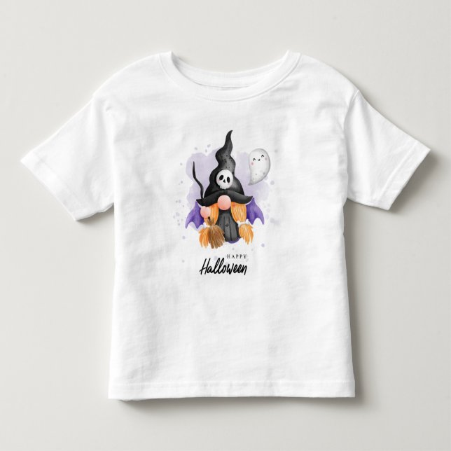 Camiseta De Bebé Feliz Halloween Lindos Gnomos de Halloween (Anverso)