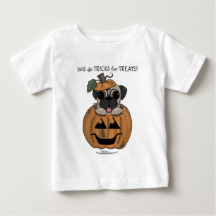 Camiseta De Bebé Feliz Halloween-Pug en la linterna de Jack O'