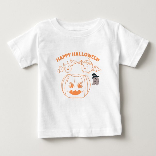 Camiseta De Bebé Feliz Halloween Ropa de disfraz de mujer Negro (Anverso)