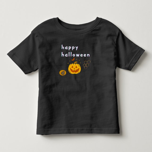 Camiseta De Bebé Feliz Halloween Toddler Black (Anverso)