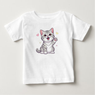 Camiseta De Bebé Feliz Ilustracion al gato estadounidense Shorthair