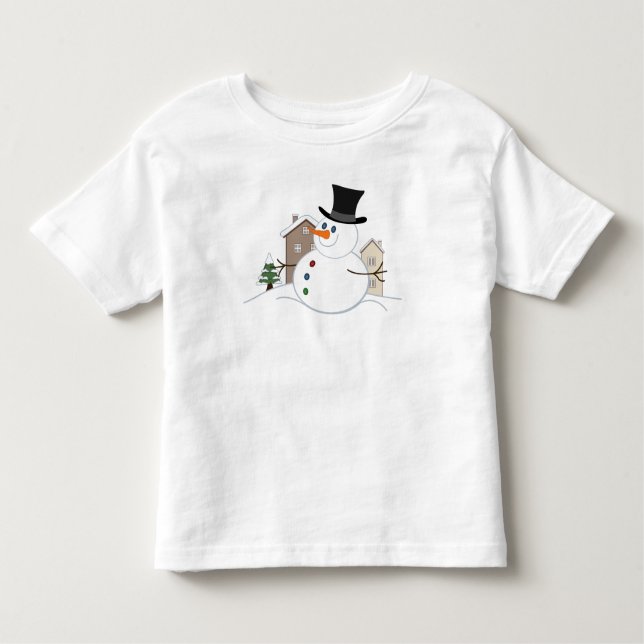 Camiseta De Bebé Feliz Ilustracion de Navidades Snowman (Anverso)