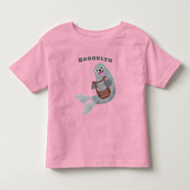 Camiseta De Bebé Feliz ilustracion de personalizado de foca de arpa (Anverso)