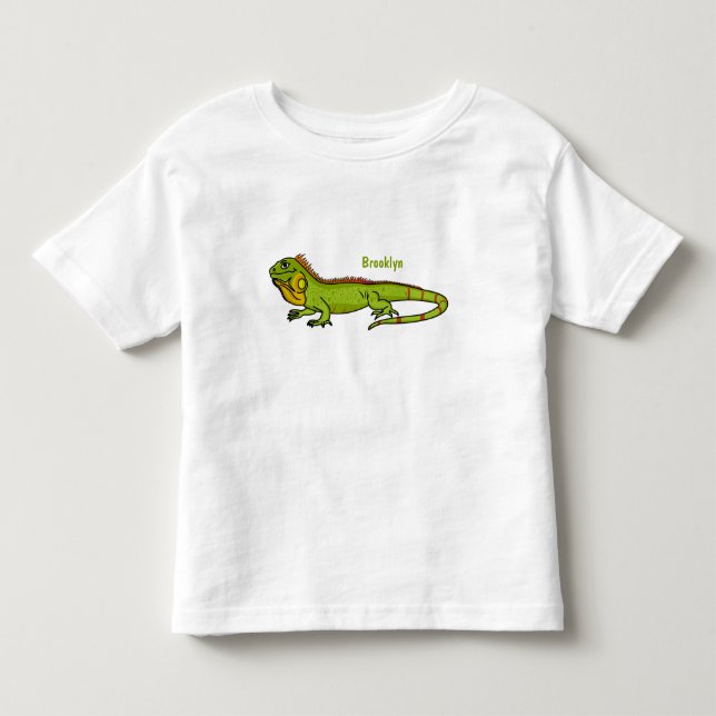Camiseta De Bebé Feliz ilustracion personalizado de iguana verde (Anverso)