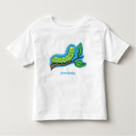 Camiseta De Bebé Feliz ilustracion personalizado de oruga verde