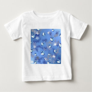 Camiseta De Bebé Feliz Janucá Estrellas Fugaces y Dreidels