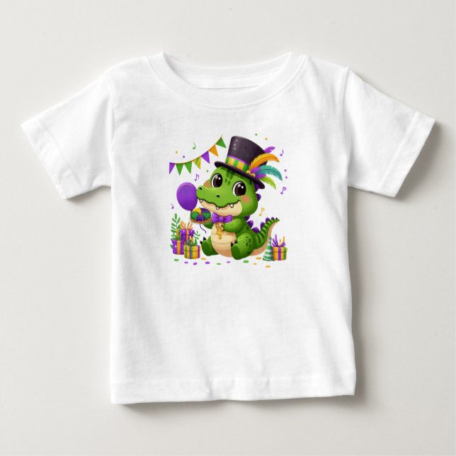 Camiseta De Bebé Feliz Mardi Gras Cocodrilo (Anverso)