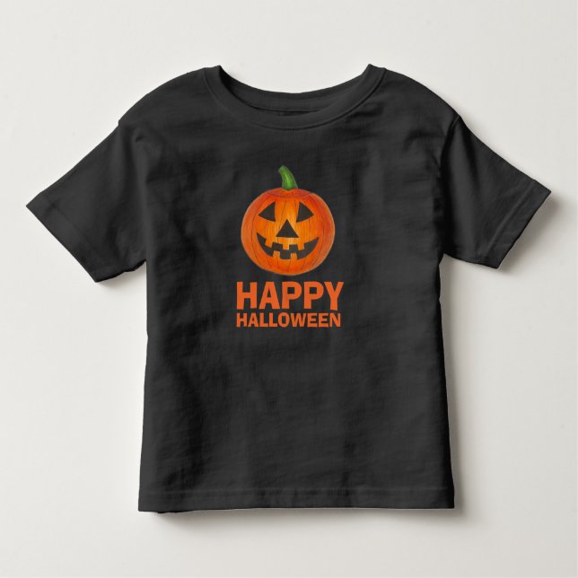 Camiseta De Bebé Feliz Naranja de Halloween Jack o' Lantern Pumpkin (Anverso)