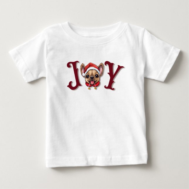 Camiseta De Bebé Feliz Navidad Alegría lindo Bulldog francés holly (Anverso)