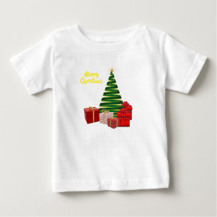 Camiseta De Bebé Feliz Navidad ~ Árbol con regalos