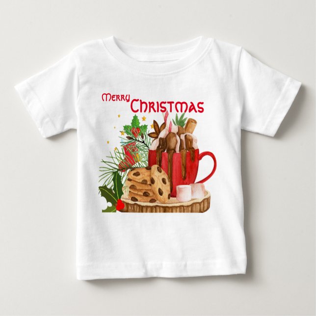 Camiseta De Bebé Feliz Navidad bizcocho de bizcocho (Anverso)