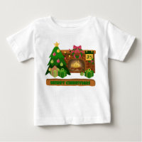 Feliz Navidad cerca de hoguera de chimenea árbol d