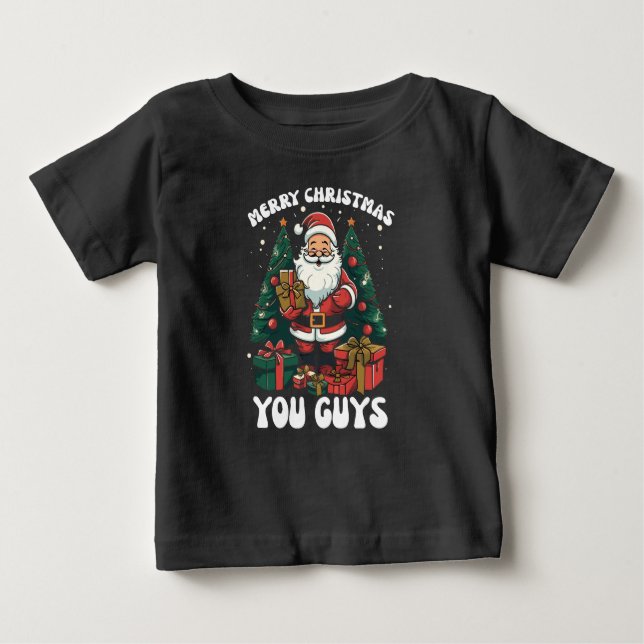 Camiseta De Bebé Feliz Navidad, chicos, Santa Claus (Anverso)