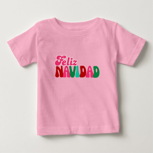 Camiseta De Bebé Feliz Navidad - Colorido rosa (Anverso)