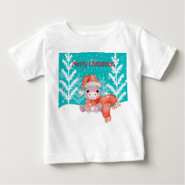 Camiseta De Bebé Feliz Navidad con el bebé Hippo