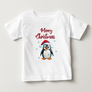 Camiseta De Bebé "Feliz Navidad" con pingüino lindo