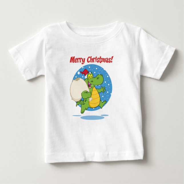 Camiseta De Bebé Feliz Navidad Crocodile Santa | Vacaciones (Anverso)