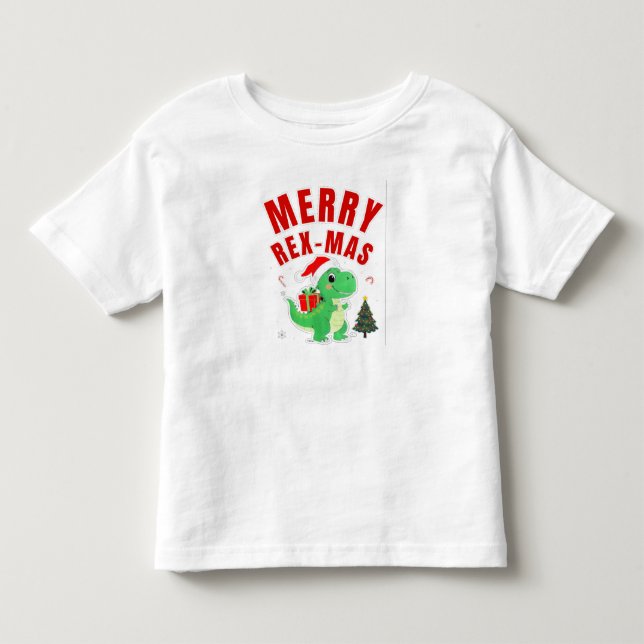 Camiseta De Bebé Feliz Navidad Dinosaurio Rex-Mas (Anverso)