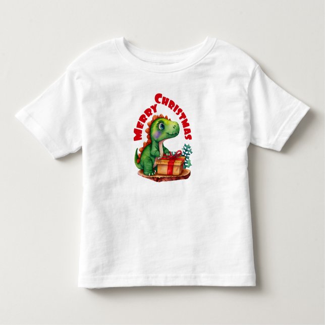 Camiseta De Bebé Feliz Navidad Dinosaurios niños pequeños (Anverso)