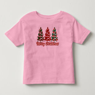 Camiseta De Bebé Feliz Navidad Diseño de árboles de cuadros de Buff