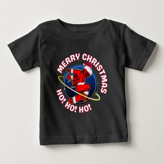 CAMISETA DE BEBÉ FELIZ NAVIDAD DIVERTIDO ASTRONAUTA ESPACIAL  (Anverso)
