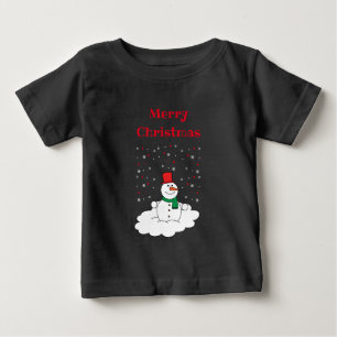 Camiseta De Bebé Feliz Navidad, familia Snowman Snowflakes Black