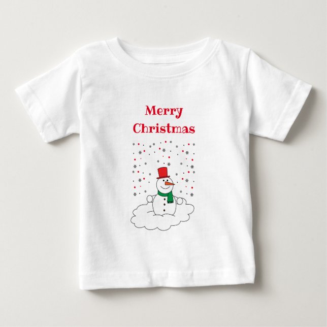 Camiseta De Bebé Feliz Navidad, familia Snowman Snowflakes White (Anverso)
