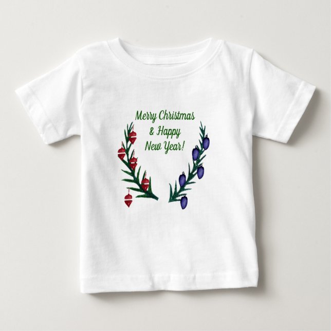 Camiseta De Bebé Feliz Navidad, Feliz Año Nuevo (Anverso)