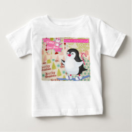 Camiseta De Bebé Feliz Navidad Feliz Año Nuevo lindo pingüino