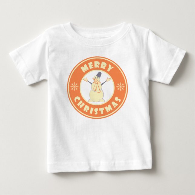 Camiseta De Bebé Feliz Navidad feliz estilo de café famoso de nieve (Anverso)