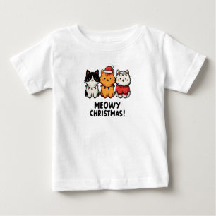 Camiseta De Bebé Feliz Navidad Gatos Sombreros de Santa