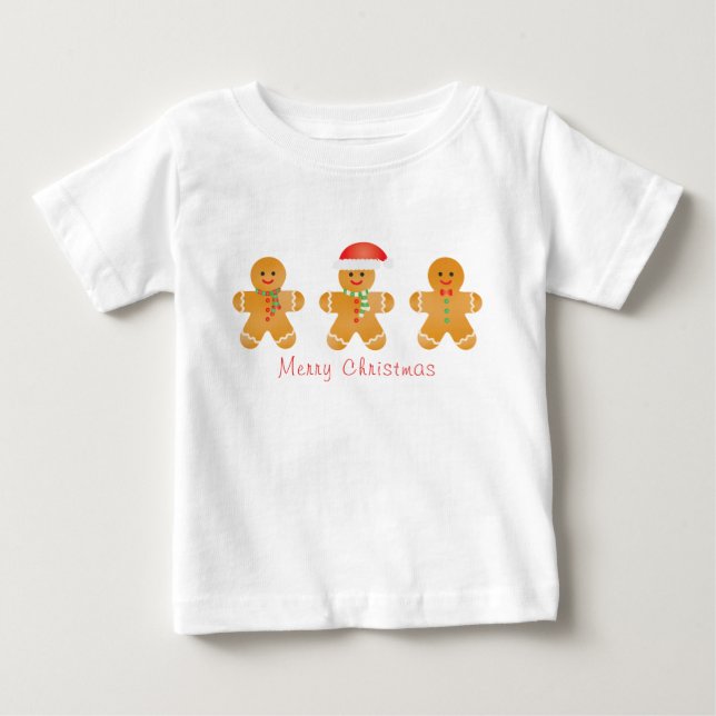 Camiseta De Bebé Feliz Navidad Gingbread Men Santa Hat (Anverso)