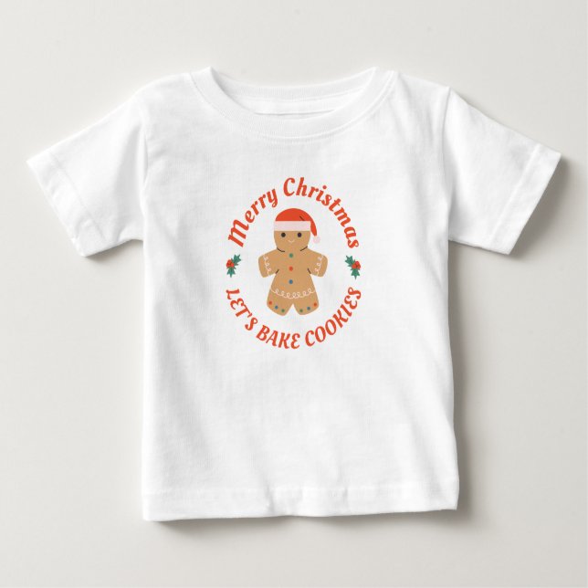 Camiseta De Bebé Feliz Navidad Hagamos galletas con pan de jengibre (Anverso)