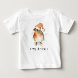 Camiseta De Bebé Feliz Navidad Invierno Robin Bird Vida Silvestre E
