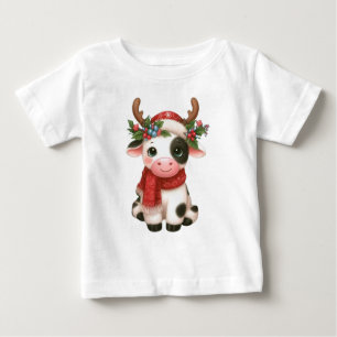 Camiseta De Bebé Feliz Navidad linda vaca