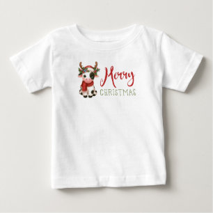 Camiseta De Bebé Feliz Navidad linda vaca