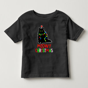 Camiseta De Bebé Feliz Navidad Luces de Navidad Pijama Gato Negro M