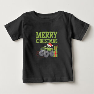 Camiseta De Bebé Feliz Navidad Monster Camión Toddler Boys Navidad