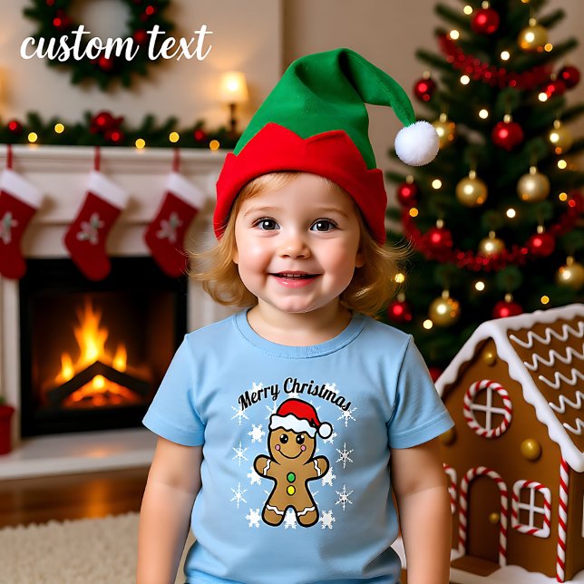 Camiseta De Bebé Feliz Navidad - muchacho con pan de jengibre (Merry Christmas - gingerbread boy Toddler T-shirt)