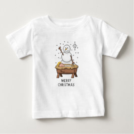 Camiseta De Bebé Feliz Navidad Natividad Niño Jesús Snowman