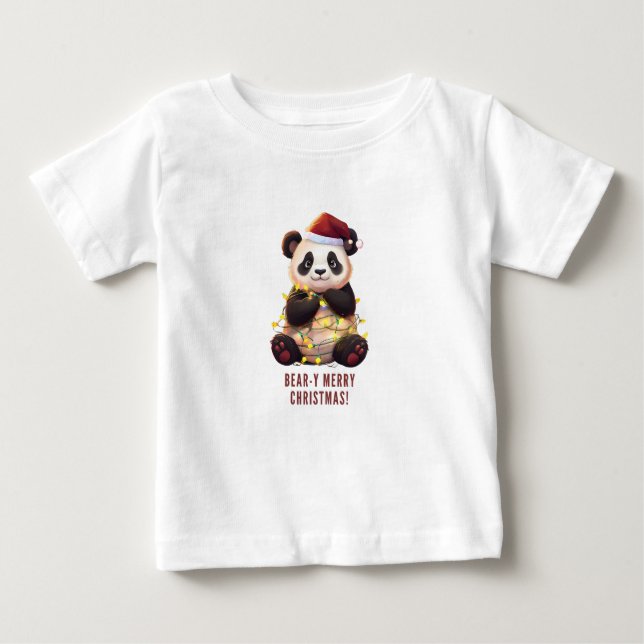 Camiseta De Bebé ¡Feliz Navidad! Panda Baby T-Shirt (Anverso)