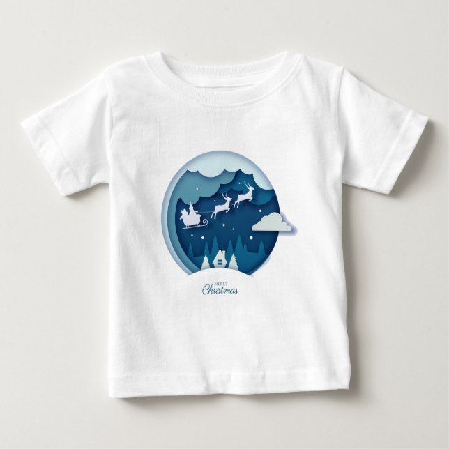 Camiseta De Bebé Feliz Navidad - Papá Noel con la nieve cayendo cam (Anverso)
