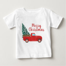 Camiseta De Bebé Feliz Navidad Pequeña Camionera Roja