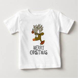 Camiseta De Bebé Feliz Navidad Reindeer Infante Tee