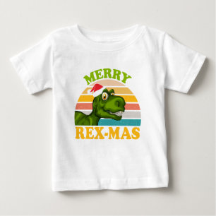 Camiseta De Bebé Feliz Navidad Rex-mas Dinosaurio Lindo Dino