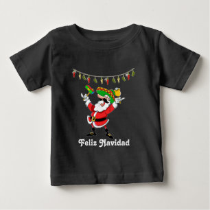 Camiseta De Bebé Feliz Navidad Santa Mexicana Con Luz De Pepper