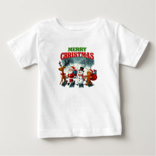 Camiseta De Bebé Feliz Navidad Santa, Muñeco de Nieve, Pan de Jengi