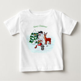 Camiseta De Bebé ¡Feliz Navidad! Snowman con sus amigos