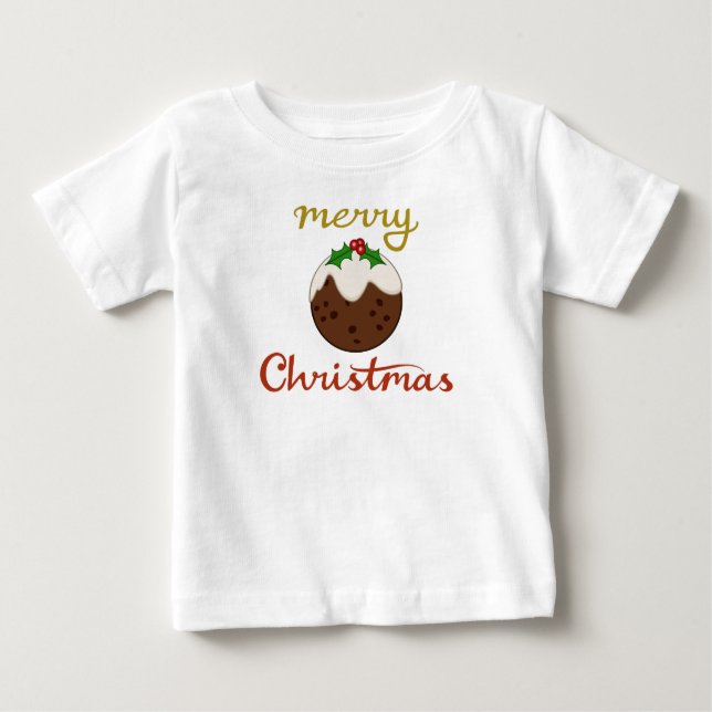 Camiseta De Bebé Feliz Navidad y diseño de pudding (Anverso)